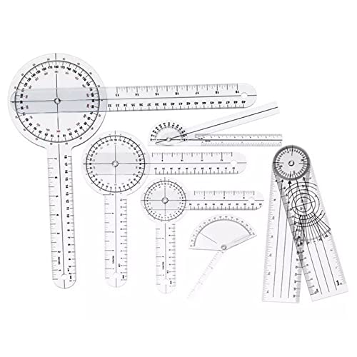 Headerbs 6pcs Goniometer Set für Orthopädie PVC Transparente Klarschuppen Verschleiß Widerstandswinkel Lineal von Headerbs