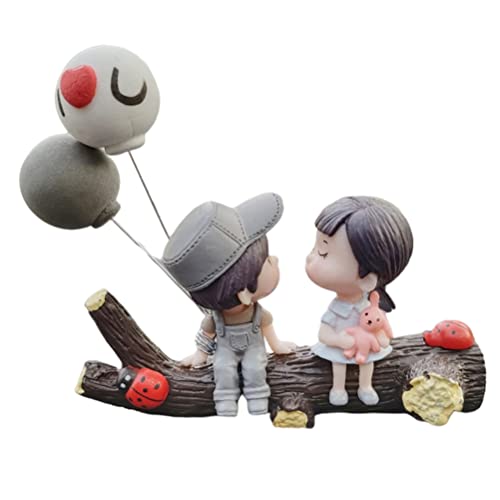 Auto-Dekoration Deko Paare Armaturenbrett-Ornament, Süßes Schönes Paar, das Jungen-Mädchen-Auto-Ornament Küsst, Auto-Innendekoration, Auto-Innendisplay (TreeCoupleCouple(Gray)+LoveBalloon) von Headerbs