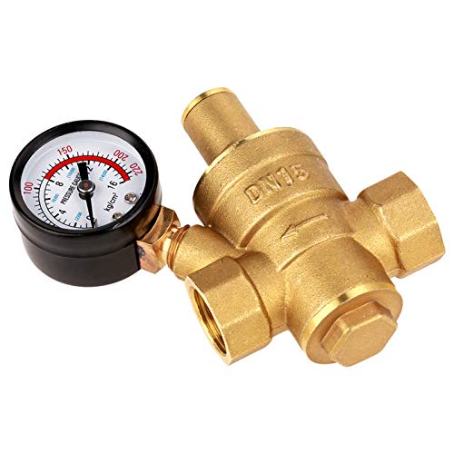 Headerbs Einstellbarer Wasserdruckreglerreduzierer mit Messgerät für Häusliche Wassersysteme, Langlebig und Einfach zu Installieren von Headerbs