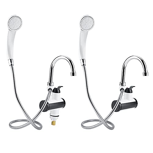 Instant Heiß- und Kaltwasserspender Heizung Heizung Wasserhahn Temperaturanzeige Duschkopf für Küche Badezimmer(Silber) von Headerbs