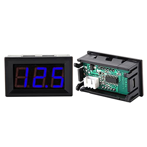 LED Hohe Genauigkeitsspannungsmesser Bright LED-Display-Cover-Design DC0-100V Digital LED-Voltmeter für Auto-Motorradboot Stabil und Störungsfrei (Schriftbeleuchtung Farbe Blau) von Headerbs