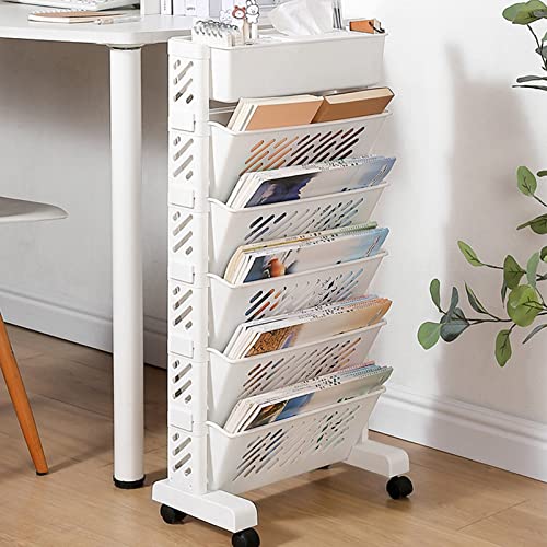 Multilayer -Kapazitätsrolling -Bücherregal Rotatierbar und Abnehmbarer Kunststofflager Organisatorregal auf Rädern für Schreibtisch Büro Heimstudien mit Breiter Anwendung für Buch Geeignet für Buch von Headerbs