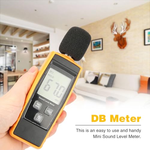 PrecisionMeasuring Sound Level Messmesser DB -Messgeräuschtester Einfach zu Verwendende Mini -Tonpegel Messgeräte für die Überwachung von Lärmbelastungen für Heimkino Setup Fahrzeuggeräuschstests ohne von Headerbs