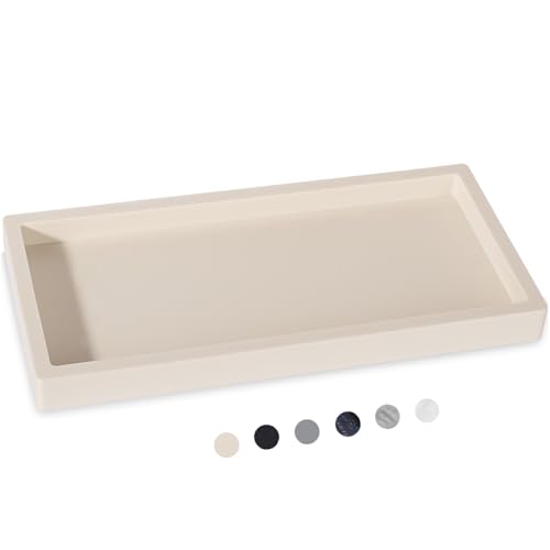 Badezimmer-Tablett, kleines Kosmetiktablett, Silikon, Seifenschale, Schwammhalter, Küchenspüle, Organizer, Badezimmer-Zubehör für Arbeitsplatte, WC, Dusche, groß, Beige von Heagoale
