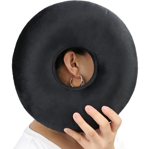 Heal n Hope Piercingkissen Ohrkissen Donut mit Loch für Ohrenschmerzen CNH Piercing Schmerzlinderung Schlafen Druckwunde Seitenschläfer Ohrschutz Schutz Samt Schwarz von Heal n Hope