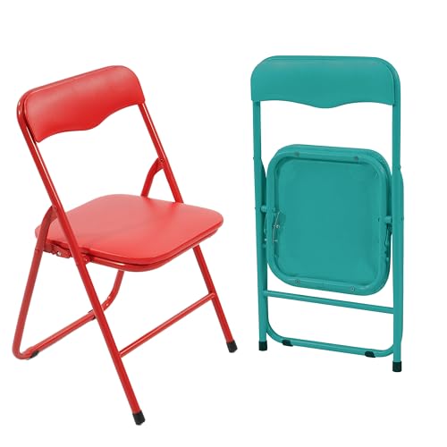 HealSmart 2er Set Kinder-Klappstuhl mit gepolsterter Sitzfläche und Rückenlehne, Metallrahmen für Kleinkinder und Kinder, Innen- und Außenbereich, für Spielzimmer, Schlafzimmer, Küche von HealSmart