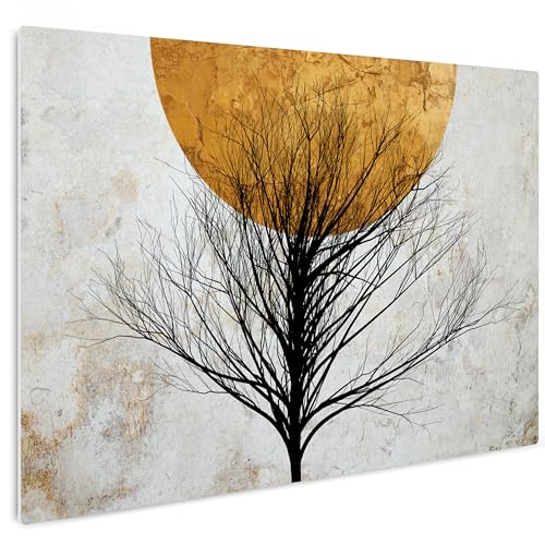 HEALANCY Bilder Abstrakt - KOMPLETT AUFHÄNGFERTIG - Wandbilder Wohnzimmer - Deko Modern - Schlafzimmer - Kunstdruck Wanddeko Küche - Natur Baum Gold von Healancy Biomedical