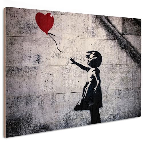 HEALANCY Bilder Banksy - PREMIUM QUALITÄT 100% HOLZ - KOMPLETT AUFHÄNGFERTIG - Wandbilder Wohnzimmer - Modern Wanddeko - Schlafzimmer Kunstdruck - Street Art Graffiti von Healancy Biomedical