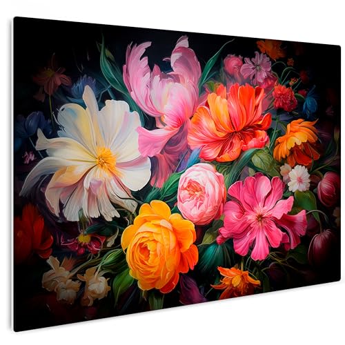 HEALANCY Bilder Blumen - KOMPLETT AUFHÄNGFERTIG - Wandbilder Wohnzimmer - Deko Modern - Schlafzimmer - Kunstdruck Wanddeko Küche - Natur Pflanzen Peonies Pfingstrosen Rose von Healancy Biomedical