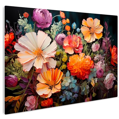 HEALANCY Bilder Blumen - KOMPLETT AUFHÄNGFERTIG - Wandbilder Wohnzimmer - Deko Modern - Schlafzimmer - Kunstdruck Wanddeko Küche - Natur Pflanzen Stillleben Abstrakt Rose von Healancy Biomedical