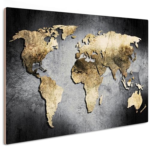 HEALANCY Bilder Weltkarte - PREMIUM QUALITÄT 100% HOLZ - KOMPLETT AUFHÄNGFERTIG - Wandbilder Wohnzimmer - Modern Wanddeko - Schlafzimmer Kunstdruck - World Map Landkarte von Healancy Biomedical