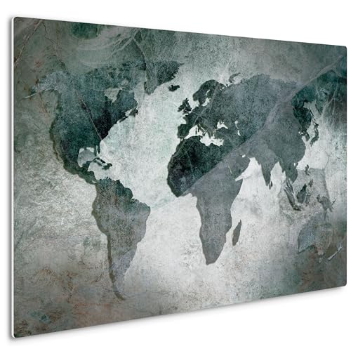 HEALANCY Bilder Weltkarte - KOMPLETT AUFHÄNGFERTIG - Wandbilder Wohnzimmer - Deko Modern - Schlafzimmer - Kunstdruck Wanddeko Küche - World Map Landkarte Abstrakt von Healancy Biomedical