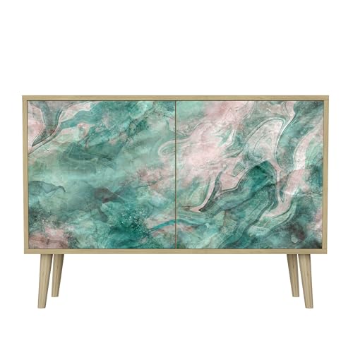 HEALANCY Komodenschrank - Kommode mit 2 Türen- Flurkommode- Schrank - Highboard - Kleiderschrank Möbel - Wohnzimmer Schlafzimmer Esszimmer Flur - Sideboard- Riva-Eiche von Healancy Biomedical