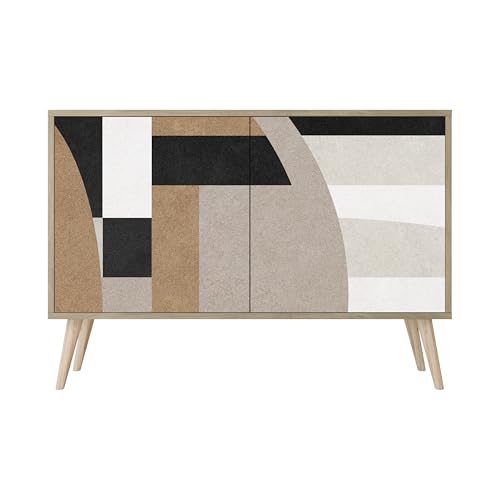 HEALANCY Komodenschrank - Kommode mit 2 Türen- Flurkommode- Schrank - Highboard - Kleiderschrank Möbel - Wohnzimmer Schlafzimmer Esszimmer Flur - Sideboard- Riva-Eiche von Healancy Biomedical