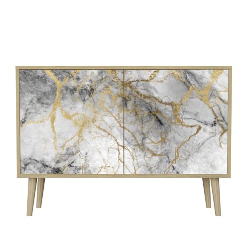 HEALANCY Komodenschrank - Kommode mit 2 Türen- Flurkommode- Schrank - Highboard - Kleiderschrank Möbel - Wohnzimmer Schlafzimmer Esszimmer Flur - Sideboard- Riva-Eiche von Healancy Biomedical