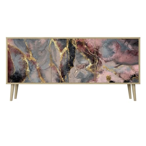 HEALANCY Komodenschrank - Kommode mit 3 Türen- Flurkommode- Schrank - Highboard - Kleiderschrank Möbel - Wohnzimmer Schlafzimmer Esszimmer Flur - Sideboard- Riva-Eiche von Healancy Biomedical