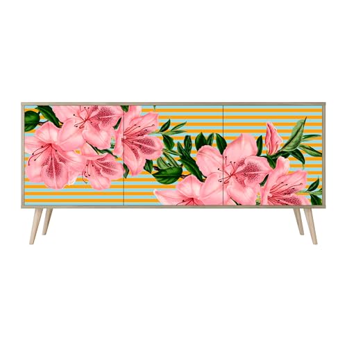 HEALANCY Komodenschrank - Kommode mit 3 Türen- Flurkommode- Schrank - Highboard - Kleiderschrank Möbel - Wohnzimmer Schlafzimmer Esszimmer Flur - Sideboard- Riva-Eiche von Healancy Biomedical