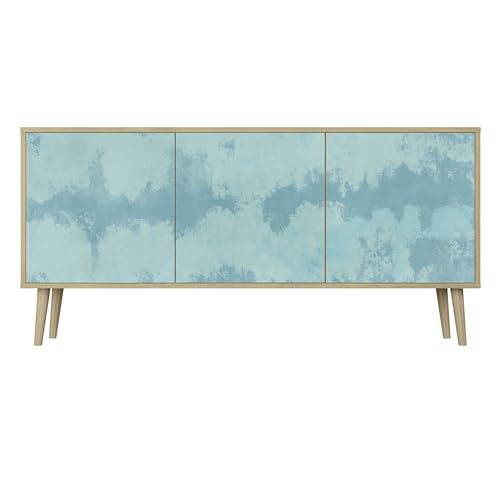 HEALANCY Komodenschrank - Kommode mit 3 Türen- Flurkommode- Schrank - Highboard - Kleiderschrank Möbel - Wohnzimmer Schlafzimmer Esszimmer Flur - Sideboard- Riva-Eiche von Healancy Biomedical