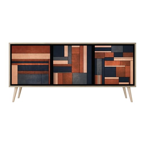 HEALANCY Komodenschrank - Kommode mit 3 Türen- Flurkommode- Schrank - Highboard - Kleiderschrank Möbel - Wohnzimmer Schlafzimmer Esszimmer Flur - Sideboard- Riva-Eiche von Healancy Biomedical