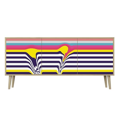 HEALANCY Komodenschrank - Kommode mit 3 Türen- Flurkommode- Schrank - Highboard - Kleiderschrank Möbel - Wohnzimmer Schlafzimmer Esszimmer Flur - Sideboard- Riva-Eiche von Healancy Biomedical