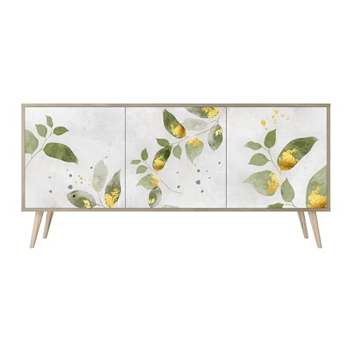 HEALANCY Komodenschrank - Kommode mit 3 Türen- Flurkommode- Schrank - Highboard - Kleiderschrank Möbel - Wohnzimmer Schlafzimmer Esszimmer Flur - Sideboard- Riva-Eiche von Healancy Biomedical