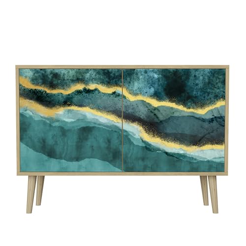 HEALANCY Komodenschrank - Kommode mit 2 Türen- Flurkommode- Schrank - Highboard - Kleiderschrank Möbel - Wohnzimmer Schlafzimmer Esszimmer Flur - Sideboard- Riva-Eiche von Healancy Biomedical