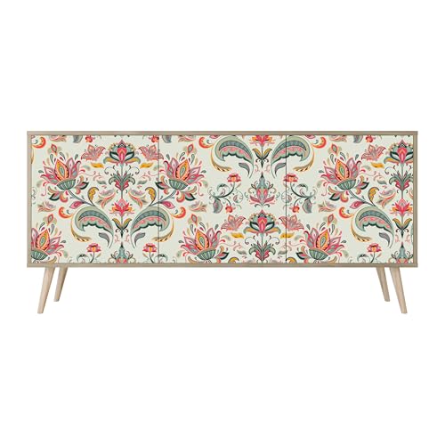 HEALANCY Komodenschrank - Kommode mit 3 Türen- Flurkommode- Schrank - Highboard - Kleiderschrank Möbel - Wohnzimmer Schlafzimmer Esszimmer Flur - Sideboard- Riva-Eiche von Healancy Biomedical