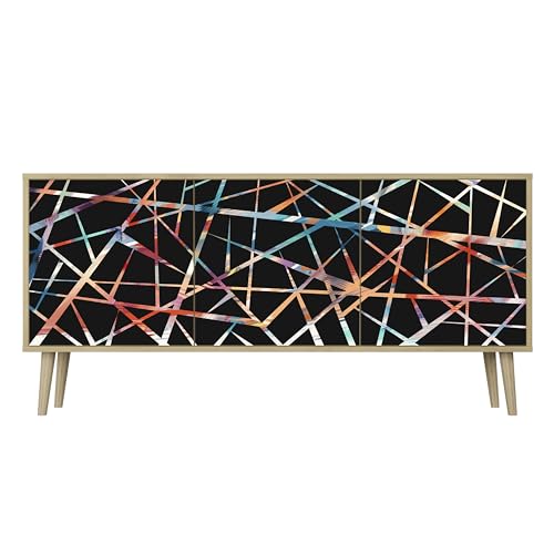 HEALANCY Komodenschrank - Kommode mit 3 Türen- Flurkommode- Schrank - Highboard - Kleiderschrank Möbel - Wohnzimmer Schlafzimmer Esszimmer Flur - Sideboard- Riva-Eiche von Healancy Biomedical