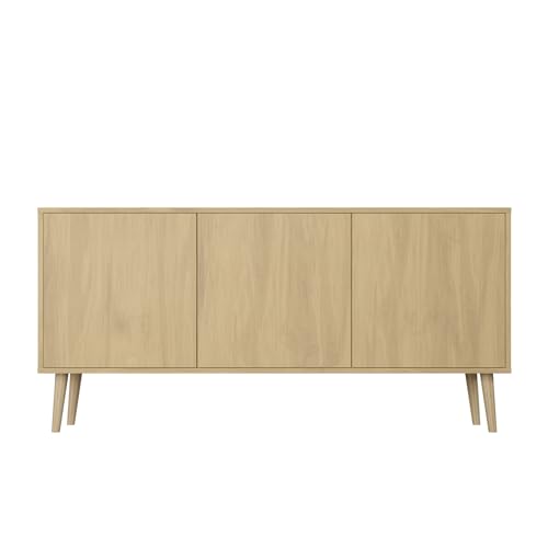 HEALANCY Kommode mit 3 Türen - Sideboard - Schrank - Komodenschrank - Highboard - Kleiderschrank Möbel - Flurkommode - Wohnzimmer Schlafzimmer Esszimmer Flur - Riva-Eiche von Healancy Biomedical