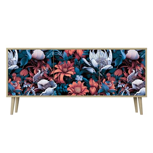 HEALANCY Komodenschrank - Kommode mit 3 Türen- Flurkommode- Schrank - Highboard - Kleiderschrank Möbel - Wohnzimmer Schlafzimmer Esszimmer Flur - Sideboard- Riva-Eiche von Healancy Biomedical