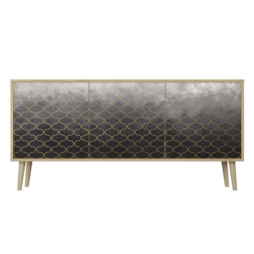 HEALANCY Komodenschrank - Kommode mit 3 Türen- Flurkommode- Schrank - Highboard - Kleiderschrank Möbel - Wohnzimmer Schlafzimmer Esszimmer Flur - Sideboard- Riva-Eiche von Healancy Biomedical