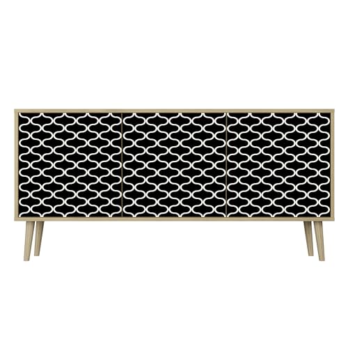 HEALANCY Komodenschrank - Kommode mit 3 Türen- Flurkommode- Schrank - Highboard - Kleiderschrank Möbel - Wohnzimmer Schlafzimmer Esszimmer Flur - Sideboard- Riva-Eiche von Healancy Biomedical