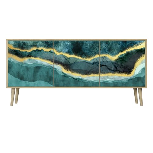 HEALANCY Komodenschrank - Kommode mit 3 Türen- Flurkommode- Schrank - Highboard - Kleiderschrank Möbel - Wohnzimmer Schlafzimmer Esszimmer Flur - Sideboard- Riva-Eiche von Healancy Biomedical