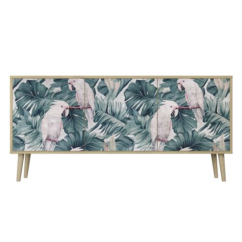 HEALANCY Komodenschrank - Kommode mit 3 Türen- Flurkommode- Schrank - Highboard - Kleiderschrank Möbel - Wohnzimmer Schlafzimmer Esszimmer Flur - Sideboard- Riva-Eiche von Healancy Biomedical