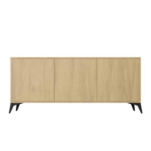 HEALANCY Kommode mit 3 Türen - Sideboard - Schrank - Komodenschrank - Highboard - Kleiderschrank Möbel - Flurkommode - Wohnzimmer Schlafzimmer Esszimmer Flur - Riva-Eiche von Healancy Biomedical