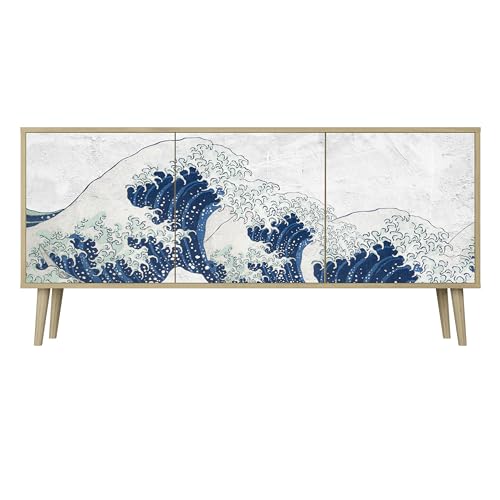 HEALANCY Komodenschrank - Kommode mit 3 Türen- Flurkommode- Schrank - Highboard - Kleiderschrank Möbel - Wohnzimmer Schlafzimmer Esszimmer Flur - Sideboard- Riva-Eiche von Healancy Biomedical