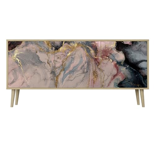 HEALANCY Komodenschrank - Kommode mit 3 Türen- Flurkommode- Schrank - Highboard - Kleiderschrank Möbel - Wohnzimmer Schlafzimmer Esszimmer Flur - Sideboard- Riva-Eiche von Healancy Biomedical