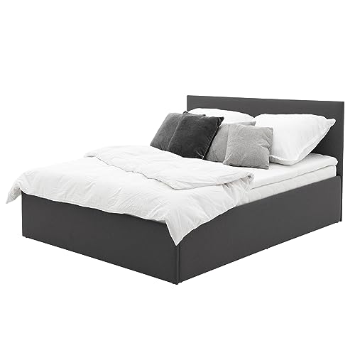 HEALANCY Polsterbett - Modern Double Bed - Schlafbett - Bett für Schlafzimmer - Doppelbett mit Lattenrost - Dunkelgrau Grau - 160x200 cm von Healancy Biomedical