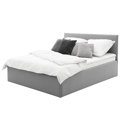 HEALANCY Polsterbett - Modern Double Bed - Schlafbett - Bett mit Matratze für Schlafzimmer - Doppelbett mit Matratze und Lattenrost - Hellgrau -160x200 cm von Healancy Biomedical