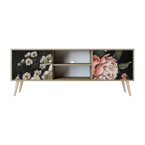 Healancy Biomedical TV Schrank mit 2 Türen - Kommode - Fernsehschrank - Lowboard - Fernsehtisch - Wohnzimmer Möbel - Board mit Stauraum - Tisch - Sideboard - Fernsehrregal Riva-Eiche von Healancy Biomedical