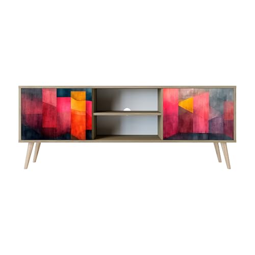 Healancy Biomedical TV Schrank mit 2 Türen - Kommode - Fernsehschrank - Lowboard - Fernsehtisch - Wohnzimmer Möbel - Board mit Stauraum - Tisch - Sideboard - Fernsehrregal Riva-Eiche von Healancy Biomedical