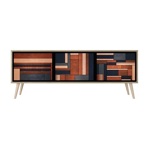 Healancy Biomedical TV Schrank mit 3 Türen - Kommode - Fernsehschrank - Lowboard - Fernsehtisch - Wohnzimmer Möbel - Board mit Stauraum - Tisch - Sideboard - Fernsehrregal Riva-Eiche von Healancy Biomedical