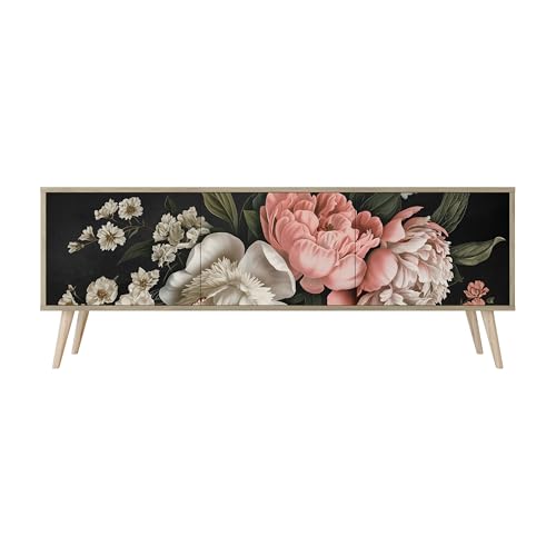 Healancy Biomedical TV Schrank mit 3 Türen - Kommode - Fernsehschrank - Lowboard - Fernsehtisch - Wohnzimmer Möbel - Board mit Stauraum - Tisch - Sideboard - Fernsehrregal Riva-Eiche von Healancy Biomedical