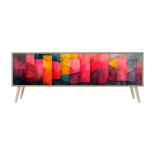 Healancy Biomedical TV Schrank mit 3 Türen - Kommode - Fernsehschrank - Lowboard - Fernsehtisch - Wohnzimmer Möbel - Board mit Stauraum - Tisch - Sideboard - Fernsehrregal Riva-Eiche von Healancy Biomedical