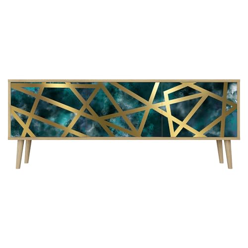Healancy Biomedical TV Schrank mit Türen - Kommode - Fernsehschrank - Lowboard - Fernsehtisch - Wohnzimmer Möbel - Board mit Stauraum - Tisch - Sideboard - Fernsehrregal Riva-Eiche von Healancy Biomedical