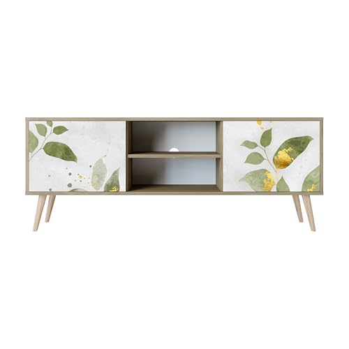 Healancy Biomedical TV Schrank mit Türen - Kommode - Fernsehschrank - Lowboard - Fernsehtisch - Wohnzimmer Möbel - Board mit Stauraum - Tisch - Sideboard - Fernsehrregal Riva-Eiche von Healancy Biomedical