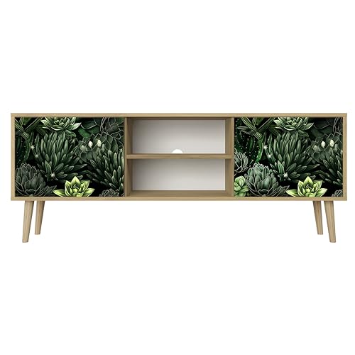 Healancy Biomedical TV Schrank mit Türen - Kommode - Fernsehschrank - Lowboard - Fernsehtisch - Wohnzimmer Möbel - Board mit Stauraum - Tisch - Sideboard - Fernsehrregal Riva-Eiche von Healancy Biomedical