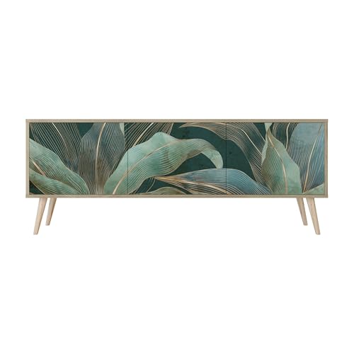 Healancy Biomedical TV Schrank mit Türen - Kommode - Fernsehschrank - Lowboard - Fernsehtisch - Wohnzimmer Möbel - Board mit Stauraum - Tisch - Sideboard - Fernsehrregal Riva-Eiche von Healancy Biomedical