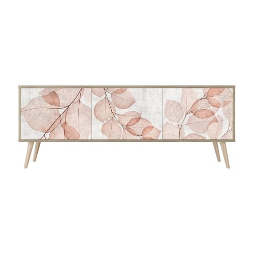 Healancy Biomedical TV Schrank mit Türen - Kommode - Fernsehschrank - Lowboard - Fernsehtisch - Wohnzimmer Möbel - Board mit Stauraum - Tisch - Sideboard - Fernsehrregal Riva-Eiche von Healancy Biomedical