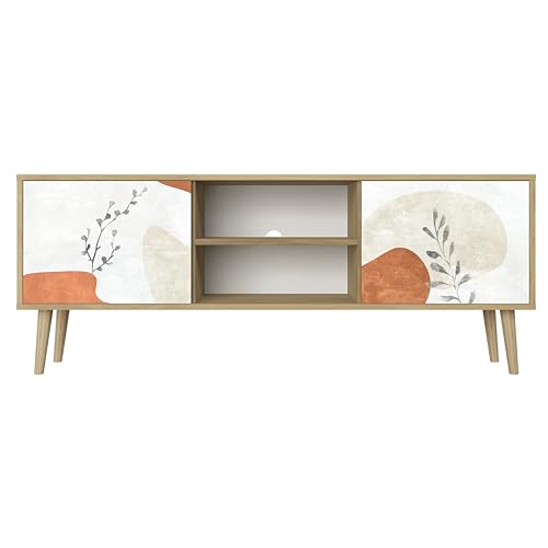 Healancy Biomedical TV Schrank mit Türen - Kommode - Fernsehschrank - Lowboard - Fernsehtisch - Wohnzimmer Möbel - Board mit Stauraum - Tisch - Sideboard - Fernsehrregal Riva-Eiche von Healancy Biomedical